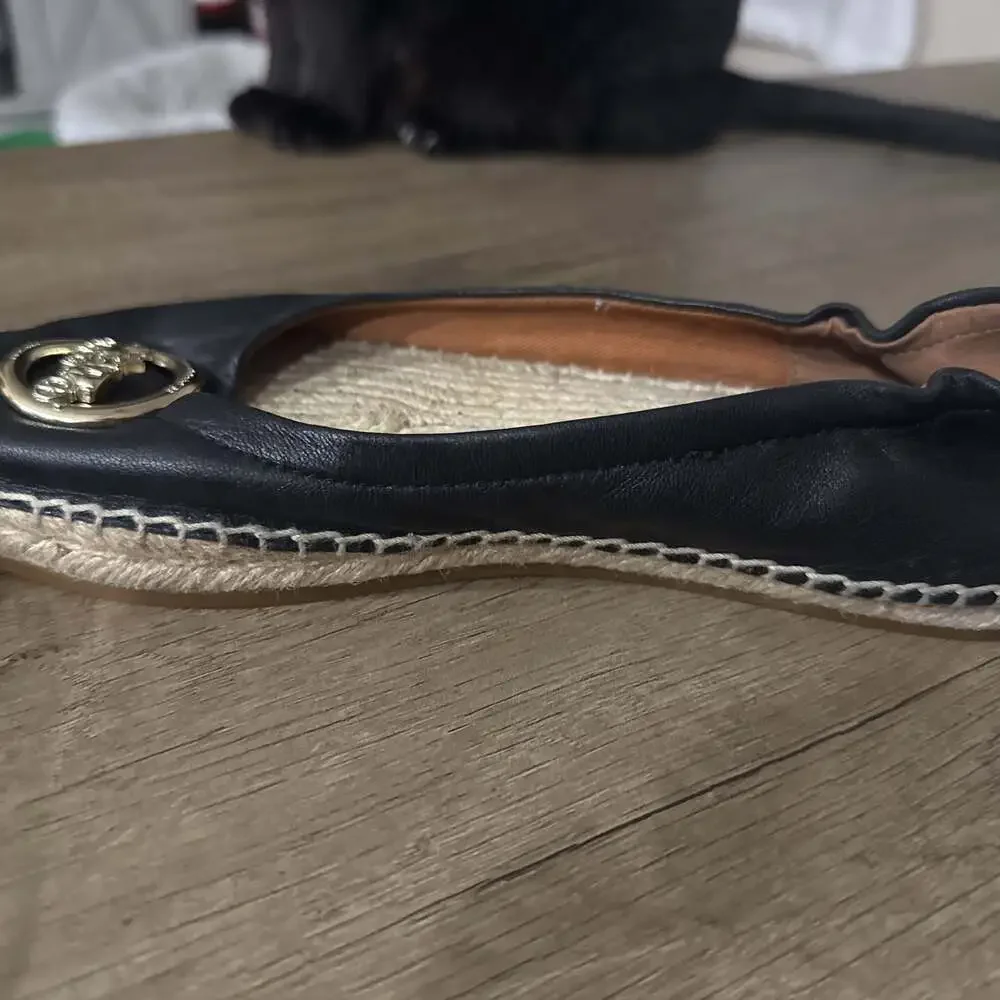 COACH Women's Flats Size 7.5 Shoes Clara Leather Ballet Black Gold G4839 EUC - Picture 6 of 8